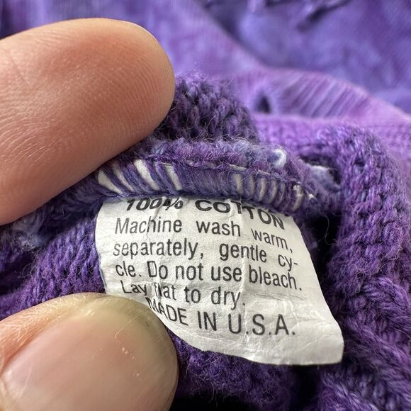 Vtg Art Express Purple Tie Dye Knit Sweater One Size Fringe 80s Statement USA - Picture 6 of 13